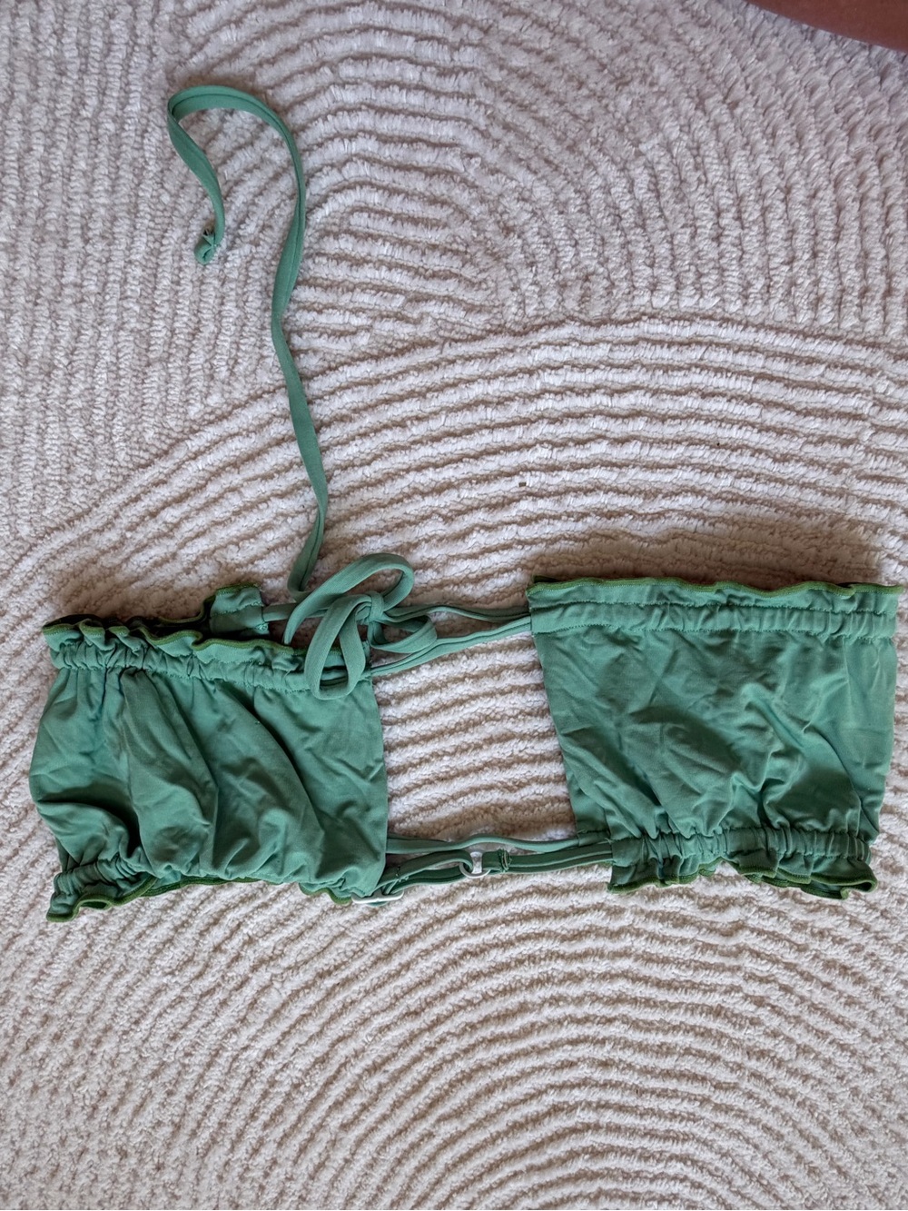 Toast Swim Strapless Ruffle Bikini Top, XS Turquoise